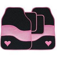 Streetwize 4-Piece Velour Pink Heart Motif Car Mat Set