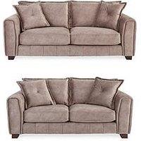 Very Home Avanti 3 Seater + 2 Seater Fabric Sofa Set (Buy & Save!) - Chocolate - Fsc Certified