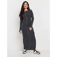 Pixiegirl Petite Long Sleeve Acid Wash Dress
