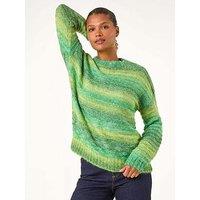 Roman Spacedye Stripe Crew Neck Jumper - Green