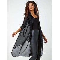 Roman 3/4 Sleeve Mesh Longline Kimono - Black
