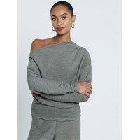 River Island Textured Off Shoulder Drape Top - Khaki