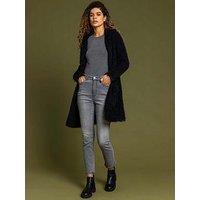 Roman Fluffy Hooded Cardigan - Black