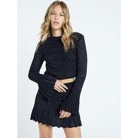 River Island Crochet Swing Metallic Top - Black