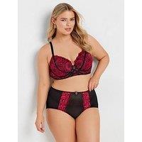 Yours Curve Three Tone Padded Plunge Bra - Red