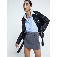 River Island Belted Split Detail Skort - Dark Grey