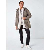 Roman Petite Quilted Longline Padded Coat - Taupe