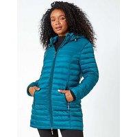 Roman Petite Quilted Longline Padded Coat - Teal