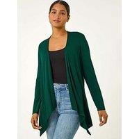 Roman Waterfall Front Jersey Knit Cardigan - Forest