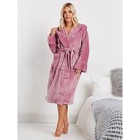 Yours Curve Rib Trim Hooded Robe - Pink