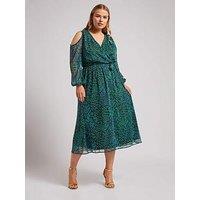 Yours Curve Animal Cold Shoulder Wrap Dress