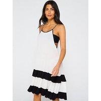 V By Very Colourblock Tie Shoulder Tiered Dress