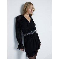 River Island Elasticated Ruffle Mini Dress - Black