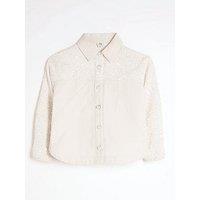 River Island Girls Twill Sequin Shacket - Cream
