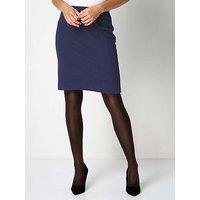 Roman Short Textured Elastic Waist Jersey Skirt - Navy