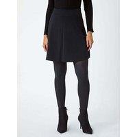 Roman Elastic Waist Stretch A Line Skater Skirt - Black