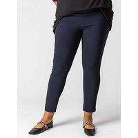 Roman Curve Full Length Elastic Waist Trousers - Navy