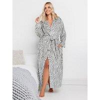 Yours Curve Zebra Shawl Collar Maxi Robe