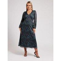 Yours Curve Satin Animal Print Midaxi Dress - Black