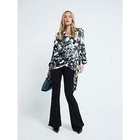 River Island Printed Wrap Shirt - Black