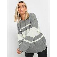 Yours Curve Drop Shoulder Stripe Jumper - Grey