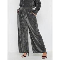Yours Curve Brillo Wide Leg Trouser - Silver