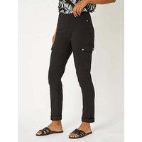 Roman Turn Up Stretch Cargo Trousers - Black
