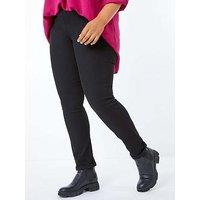 Roman Curve Elastic Waist Stretch Denim Jegging - Black