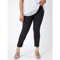 Roman Curve Elastic Waist Full Length Trousers - Black