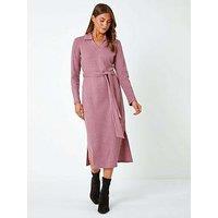 Roman Ribbed Midi Jumper Stretch Dress - Rose