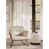Lpd Home Lara Pouffe Ivory Boucle Small