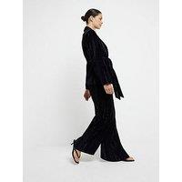 River Island Flat Front Velvet Trousers - Black