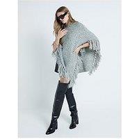 River Island Knitted Tassel Poncho - Light Grey