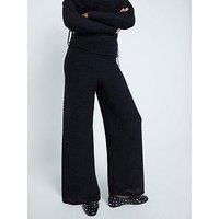 River Island Textured Wide Leg Trouser - Black