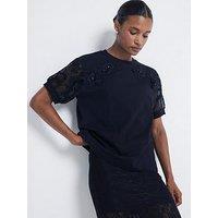 River Island Floral Lace Sleeve Top - Black