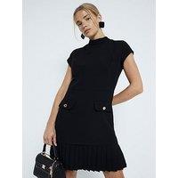 River Island Pleat Mix Mini Dress - Black