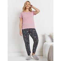M&Co Starburst Short Sleeve Cuffed Pj Set - Pink