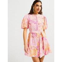 V By Very Rami Printed Day Dress - Pink