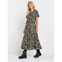 M&Co Petite Abstract Maxi Dress - Natural