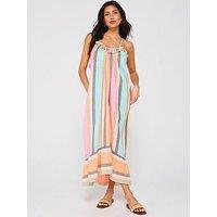 V By Very Tassel Tie Shoulder Strappy Beach Dress - Multi