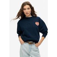 Superdry Workwear Embroidered Loose Crew Jumper - Navy