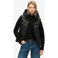 Superdry Hooded Fuji Quilt Padded Gilet - Black