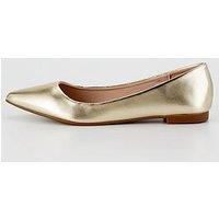 V By Very Metallic Pointed Ballet Pump - Gold