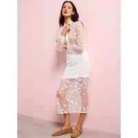 V By Very Embellished Midi Skirt - White