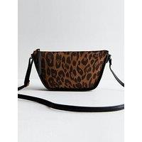 New Look Brown Leopard Print Pouchette Crossbody Bag