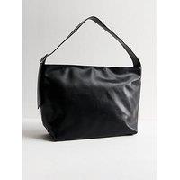 New Look Black Faux Leather Large Buckle Hobo Bag