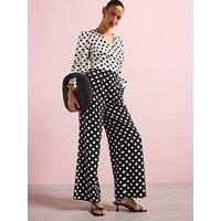 V By Very Polka Dot Trouser Co-Ord - Black