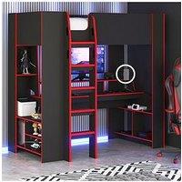 The Very Collection Fenner High Sleeper Gaming Bed With Desk, Shelves And Mattress Options (Buy & Save!) - Bed Frame Only