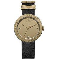 Vivienne Westwood Rebel Quartz Watch With Gold Mirror Dial And Black Leather Strap