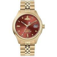 Vivienne Westwood Little Camberwell Quartz Watch With Red Dial And Gold Stainless Steel Bracelet